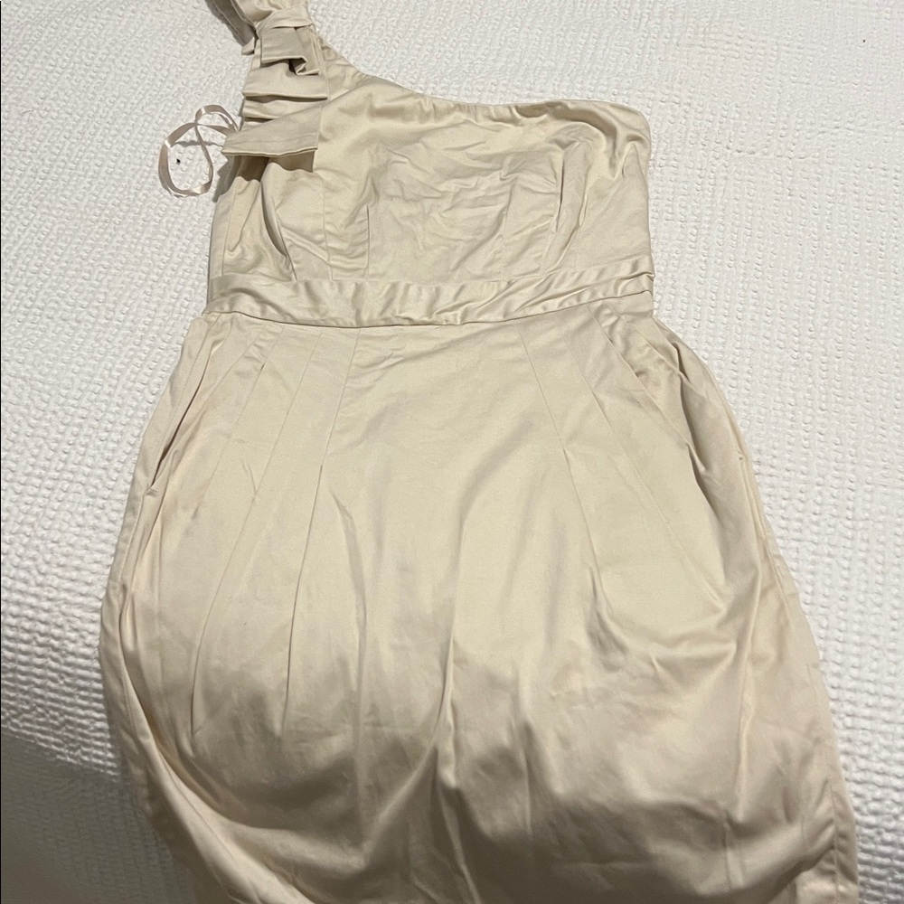 French Connection Cream One Shoulder Dress